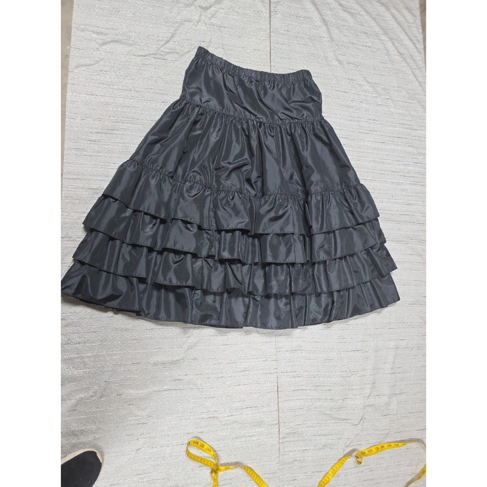 Regina Porter Black Tiered Ruffle  Midi Skirt Size  Large Party Preppy Neutral - Picture 13 of 13